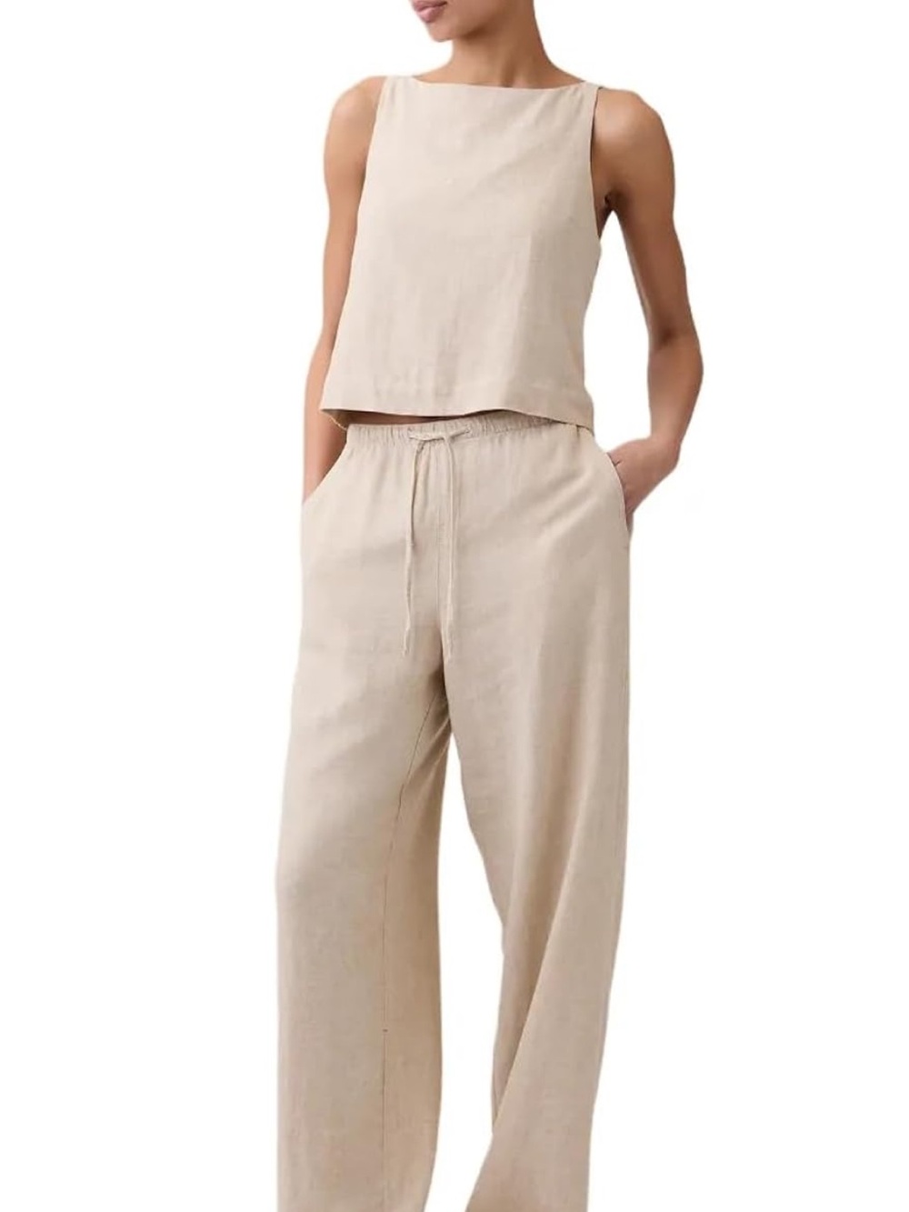 GAP pull-on wide leg pants in flax